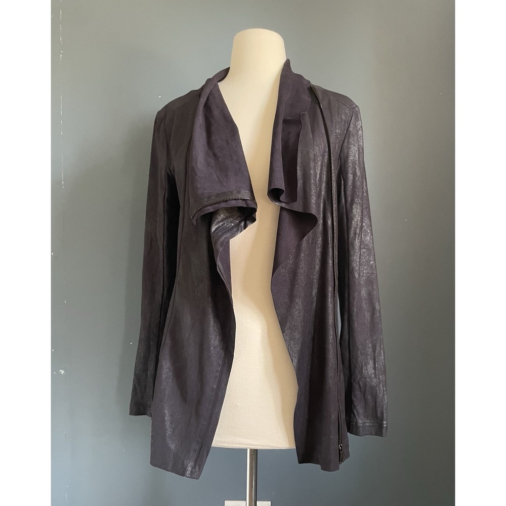 BNCI Women's Charcoal Waterfall Drape Zipper Detail Jacket Size‎ S